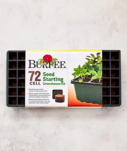 Burpee Greenhouse Indoor Starting Herbs, Flowers and Vegetables | Includes Dome, Watering, Seed Starter Tray, Coir Pellets | 10" W x 20" L x 5" H, One Size, 1 Kit (72 Cells) Burpee