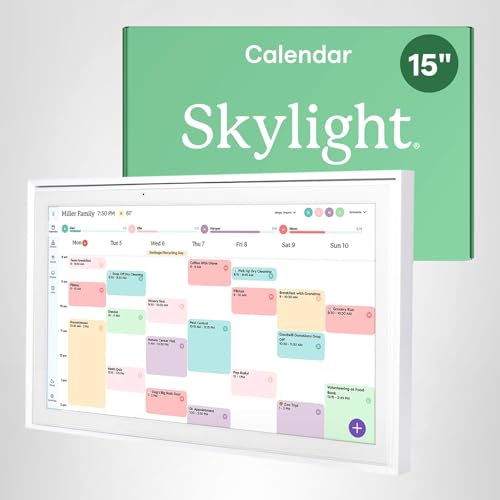 Skylight Calendar: 15-inch Wall Planner Digital Calendar & Chore Chart, Smart Touchscreen Interactive Display for Family Schedules – Wall Mount Included, Great for Organizing Your 2026 Calendar Skylight