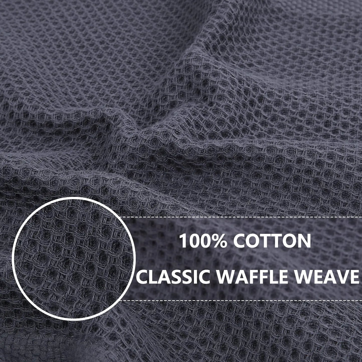 Homaxy 100% Cotton Waffle Weave Kitchen Dish Cloths, Ultra Soft Absorbent Quick Drying Dish Towels, 12 x 12 Inches, 6-Pack, Dark Grey Homaxy