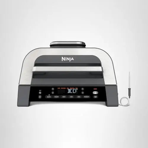 Ninja DG551 Foodi Smart XL 6-in-1 Indoor Grill with Air Fry, Roast, Bake, Broil, & Dehydrate, Foodi Smart Thermometer, 2nd Generation, Black/Silver Ninja