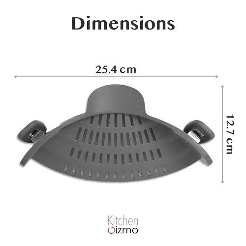 Kitchen Gizmo Snap N' Strain - Silicone Pasta Strainer Clip-On for Pots and Pans - Heat Resistant Colander for Vegetables and Noodles - Kitchen Gadgets for Cooking - Space-Saving Design - Gray Kitchen Gizmo