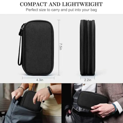 FYY Travel Cable Organizer Pouch Electronic Accessories Carry Case Portable Waterproof Double Layers All-in-One Storage Bag for Cord, Charger, Phone, Earphone Black FYY