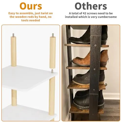 LUCKNOCK Vertical Shoe Rack, 8-Tier Tall Narrow Shoe Organizer for Entryway, Closet, Dorm & Small Spaces, Freestanding Wooden Shoe Shelf Tower for Boots, Sneakers, Heels. (White) LUCKNOCK