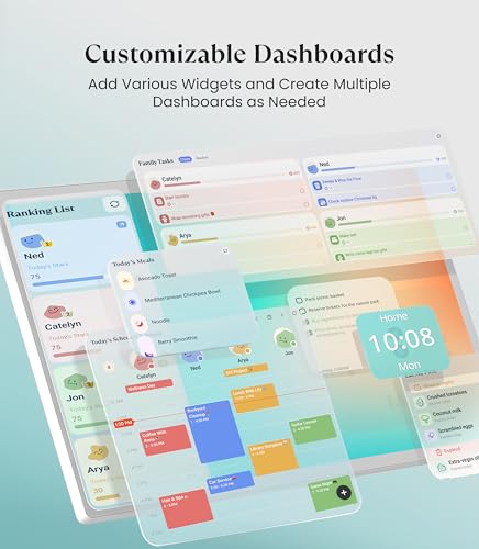 Cozyla Digital Calendar+ 2: 24 inch Wall Planner Touch Screen Chore Chart Customize Dashboard Smart Electronic Calendar for Family Schedules Meal Planner Support Any Google Play App Wall Mount White cozyla