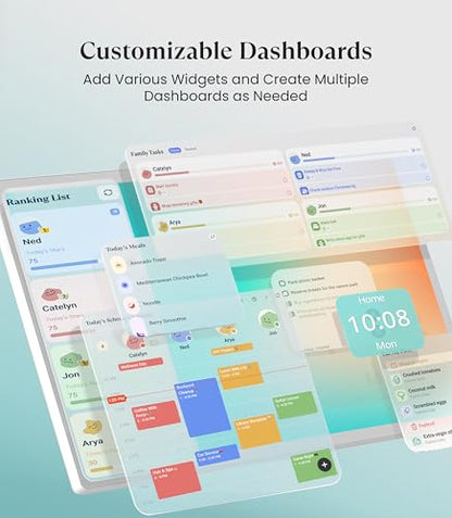 Cozyla Digital Calendar+ 2: 24 inch Wall Planner Touch Screen Chore Chart Customize Dashboard Smart Electronic Calendar for Family Schedules Meal Planner Support Any Google Play App Wall Mount White cozyla
