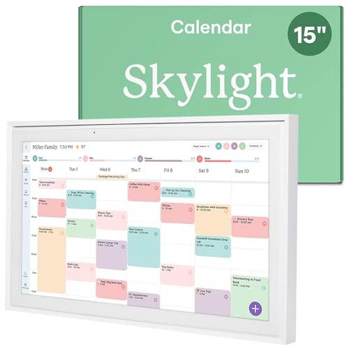 Skylight Calendar: 15-inch Wall Planner Digital Calendar & Chore Chart, Smart Touchscreen Interactive Display for Family Schedules – Wall Mount Included, Great for Organizing Your 2026 Calendar Skylight