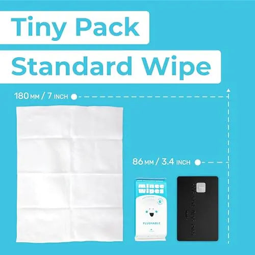 Impossibly Compact Travel Flushable Wipes - 99.5% Water and Aloe - Safe for Sensitive Skin, Hypoallergenic & Unscented - Travel Essentials for Adults, Kids & Baby Care - 8 Pack Total 48 Wipes MOONIES