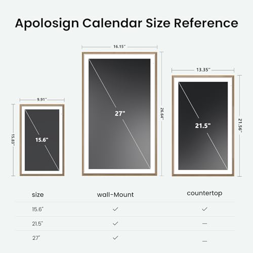 ApoloSign 15.6-inch Digital Calendar: Dual Mode Calendars with Google Play & Multi-calendar Sync, Electronic Planner & Chore Chart, Smart Touchscreen, Interactive Display for Family Schedules (Teak, 15.6") ApoloSign