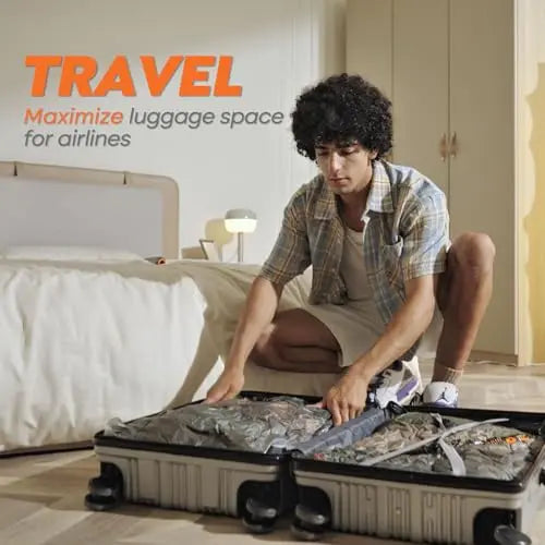 Vacbird Rechargeable Wireless Pump Travel Storage Bags Set - Portable Space Saver Bags for Travel & Home - Vacuum Compression Packing Seal for Clothes, Blankets, Seasonal Storage 15 Combo set Vacbird