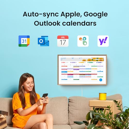 ApoloSign 15.6-inch Digital Calendar: Dual Mode Calendars with Google Play & Multi-calendar Sync, Electronic Planner & Chore Chart, Smart Touchscreen, Interactive Display for Family Schedules (Teak, 15.6") ApoloSign