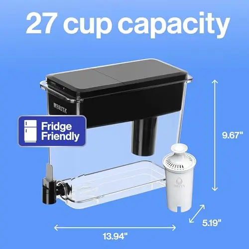 Brita UltraMax Large Water Dispenser With Standard Filter, BPA-Free, Reduces Copper, Cadmium and Mercury Impurities, Lasts 2 Months or 40 Gallons, Includes 1 Filter, Kitchen Accessories, Large 27-Cup Brita