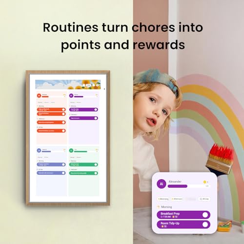 ApoloSign 15.6-inch Digital Calendar: Dual Mode Calendars with Google Play & Multi-calendar Sync, Electronic Planner & Chore Chart, Smart Touchscreen, Interactive Display for Family Schedules (Teak, 15.6") ApoloSign