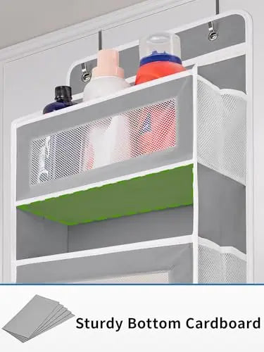 JARLINK Over The Door Organizer Storage, 5 Shelf Hanging Door Organizer with 5 Large Capacity Pockets, Anti Tilt 44 lb Load Behind Door Storage for Bedroom, Bathroom, Pantry, Nursery, (Grey) JARLINK
