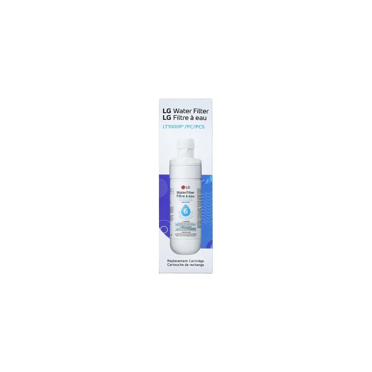 LG LT1000P - 6 Month / 200 Gallon Capacity Replacement Refrigerator Water Filter (NSF42, NSF53, and NSF401) ADQ74793501, ADQ75795105, AGF80300704, or AGF80300705 White LG