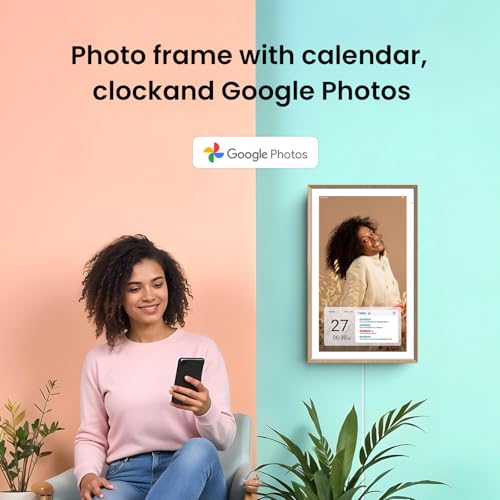 ApoloSign 15.6-inch Digital Calendar: Dual Mode Calendars with Google Play & Multi-calendar Sync, Electronic Planner & Chore Chart, Smart Touchscreen, Interactive Display for Family Schedules (Teak, 15.6") ApoloSign