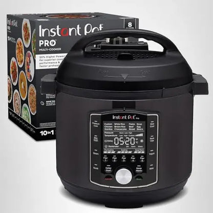 Instant Pot Pro (8 QT) 10-in-1 Pressure Cooker, Slow Cooker, Rice/Grain Cooker, Steamer, Sauté, Sous Vide, Yogurt Maker, Sterilizer, and Warmer, Includes App with Over 800 Recipes, Black Instant Pot