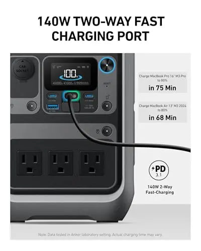 Anker Portable Power Station SOLIX C300, 288Wh LiFePO4 Battery, 300W (600W Surge) Solar Generator, 140W Two-Way Fast Charging, for Outdoor Camping, Traveling, and Emergencies (Solar Panel Optional) Anker
