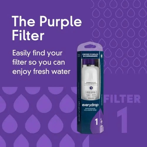 everydrop by Whirlpool Ice and Water Refrigerator Filter 1, EDR1RXD1, Single-Pack , Purple EveryDrop