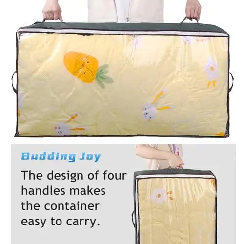 Budding Joy 90L Under Bed Storage Containers, Closet Organizers and Storage Bins, Foldable Underbed Storage Bags for Linen Sheets, Blanket, Clothing, Comforter, Sweaters, Pillows, Wrapping Paper, Grey Budding Joy