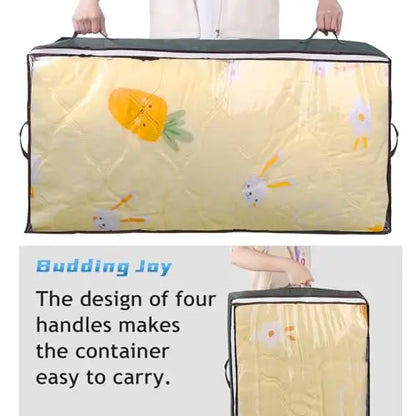 Budding Joy 90L Under Bed Storage Containers, Closet Organizers and Storage Bins, Foldable Underbed Storage Bags for Linen Sheets, Blanket, Clothing, Comforter, Sweaters, Pillows, Wrapping Paper, Grey Budding Joy