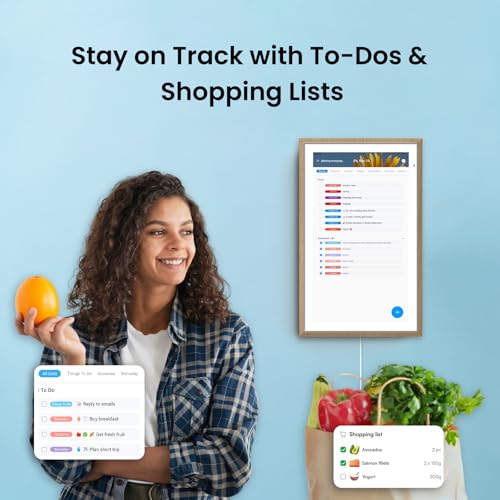 ApoloSign 15.6-inch Digital Calendar: Dual Mode Calendars with Google Play & Multi-calendar Sync, Electronic Planner & Chore Chart, Smart Touchscreen, Interactive Display for Family Schedules (Teak, 15.6") ApoloSign