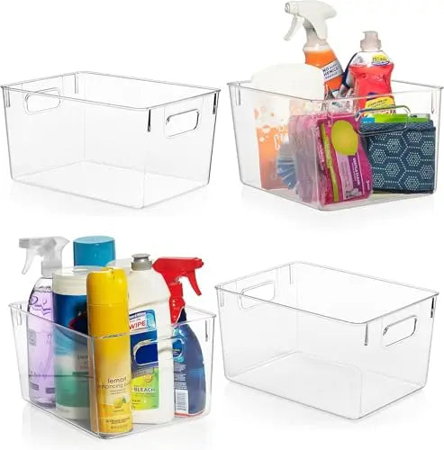 ClearSpace Clear Plastic Storage Bins – Pantry Organizers & Storage Containers, Cabinet Organizer - Home Organization Must Haves for Kitchen, Laundry Room, Office, Closet, Garage & Freezer ClearSpace