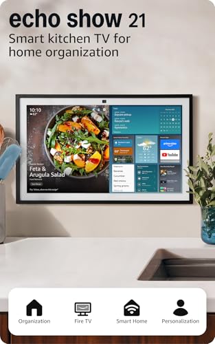 Amazon Echo Show 21 (newest model), Full HD 21" kitchen hub for home organization, with built-in Fire TV, Designed for Alexa+ Amazon