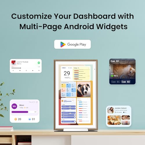ApoloSign 15.6-inch Digital Calendar: Dual Mode Calendars with Google Play & Multi-calendar Sync, Electronic Planner & Chore Chart, Smart Touchscreen, Interactive Display for Family Schedules (Teak, 15.6") ApoloSign