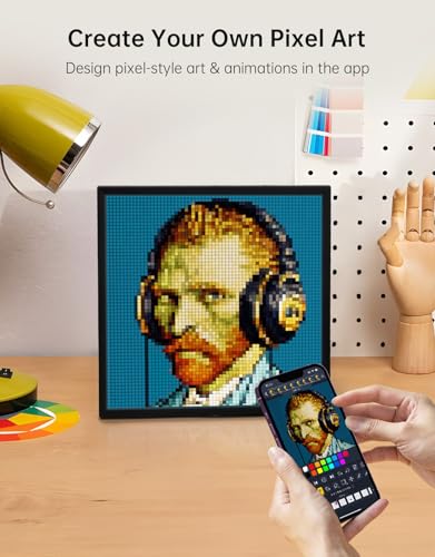 Divoom Pixoo-64 - WiFi Pixel Cloud Digital Frame with APP Control,64 X 64 LED Panel Display Frame for Gaming Room Decoration/Social Media Fans Counter Divoom