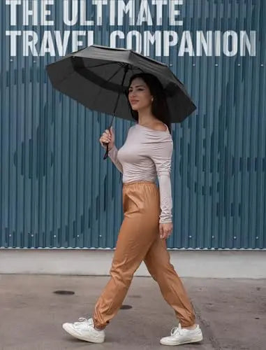 Windproof Travel Umbrella - Compact & Withstands Winds up to 85MPH, Strongest Premium Auto Folding Umbrella for Rain and Sun - Durable, Light & Portable for Women & Men, Fits Backpack & Cars Repel Umbrella