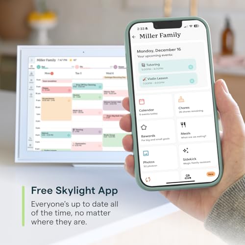 Skylight Calendar: 15-inch Wall Planner Digital Calendar & Chore Chart, Smart Touchscreen Interactive Display for Family Schedules – Wall Mount Included, Great for Organizing Your 2026 Calendar Skylight