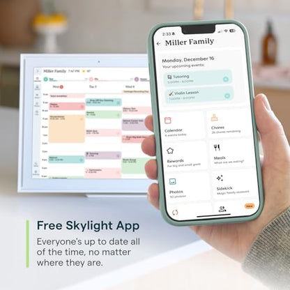 Skylight Calendar: 15-inch Wall Planner Digital Calendar & Chore Chart, Smart Touchscreen Interactive Display for Family Schedules – Wall Mount Included, Great for Organizing Your 2026 Calendar Skylight
