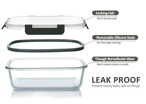 M MCIRCO 24-Piece Glass Food Storage Containers with Upgraded Snap Locking Lids,Glass Meal Prep Containers Set - Airtight Lunch Containers, Microwave, Oven, Freezer and Dishwasher M MCIRCO