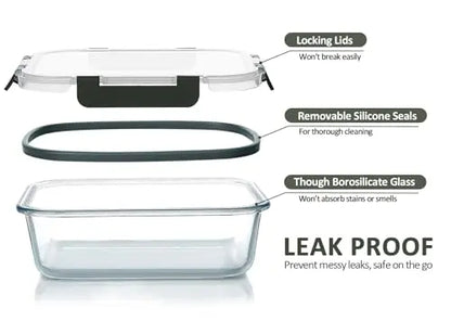 M MCIRCO 24-Piece Glass Food Storage Containers with Upgraded Snap Locking Lids,Glass Meal Prep Containers Set - Airtight Lunch Containers, Microwave, Oven, Freezer and Dishwasher M MCIRCO