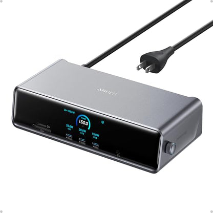 Anker Prime Docking Station (DL7400), 14-Port Triple Display with DisplayLink, 140W Max, Smart Display, Triple 4K 60Hz, Cooling Fan, for macOS and Windows (The Latest DisplayLink Driver Required) Anker