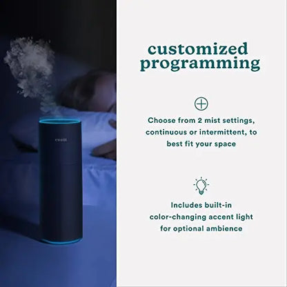 Homedics Portable Humidifier - Small Air Humidifiers for Bedroom, Plants, Office, Travel - Cool Mist Humidifiers, Color-Changing Accent Light, 2 Mist Settings, Black Homedics