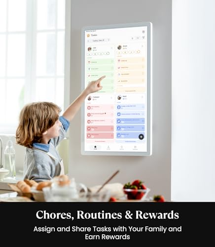 Cozyla Digital Calendar+ 2: 24 inch Wall Planner Touch Screen Chore Chart Customize Dashboard Smart Electronic Calendar for Family Schedules Meal Planner Support Any Google Play App Wall Mount White cozyla