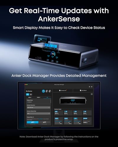 Anker Prime Docking Station (DL7400), 14-Port Triple Display with DisplayLink, 140W Max, Smart Display, Triple 4K 60Hz, Cooling Fan, for macOS and Windows (The Latest DisplayLink Driver Required) Anker