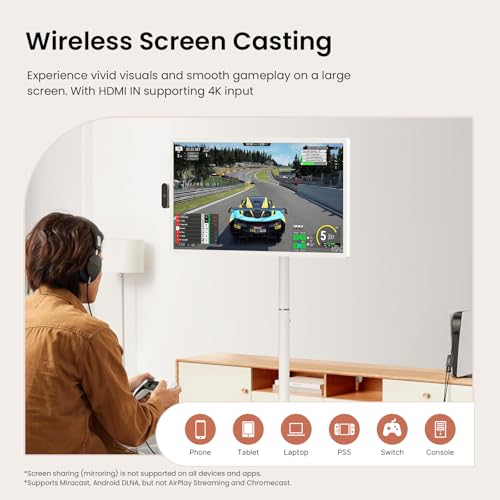 ApoloSign 32'' UHD 4K Smart Portable TV 2nd Gen, 16(8+8) GB RAM+256GB, Android 16, EDLA-Certified, Portable Touch Screen Monitor, Built-in 15000mAh Battery, Full Swivel Rotation, Voice Remote Control ApoloSign