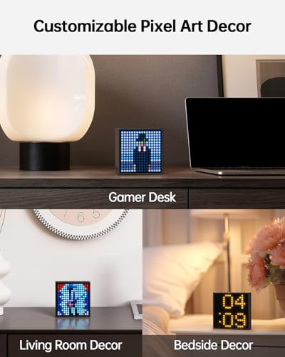 Divoom TimeBox Evo -- Pixel Art Bluetooth Speaker with 16x16 LED Display APP Control - Cool Animation Frame & Gaming Room Setup & Bedside Alarm Clock- Black Divoom