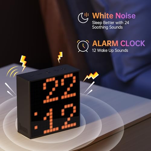 Divoom TimeBox Evo -- Pixel Art Bluetooth Speaker with 16x16 LED Display APP Control - Cool Animation Frame & Gaming Room Setup & Bedside Alarm Clock- Black Divoom