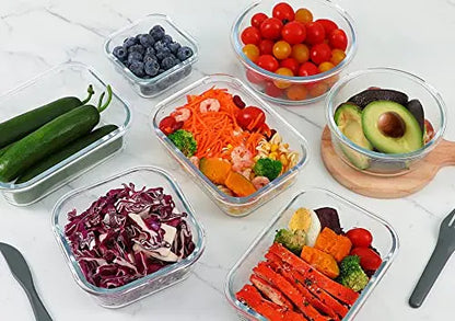 M MCIRCO 24-Piece Glass Food Storage Containers with Upgraded Snap Locking Lids,Glass Meal Prep Containers Set - Airtight Lunch Containers, Microwave, Oven, Freezer and Dishwasher M MCIRCO
