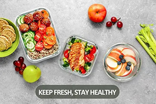 M MCIRCO 24-Piece Glass Food Storage Containers with Upgraded Snap Locking Lids,Glass Meal Prep Containers Set - Airtight Lunch Containers, Microwave, Oven, Freezer and Dishwasher M MCIRCO