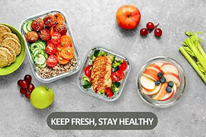 M MCIRCO 24-Piece Glass Food Storage Containers with Upgraded Snap Locking Lids,Glass Meal Prep Containers Set - Airtight Lunch Containers, Microwave, Oven, Freezer and Dishwasher M MCIRCO