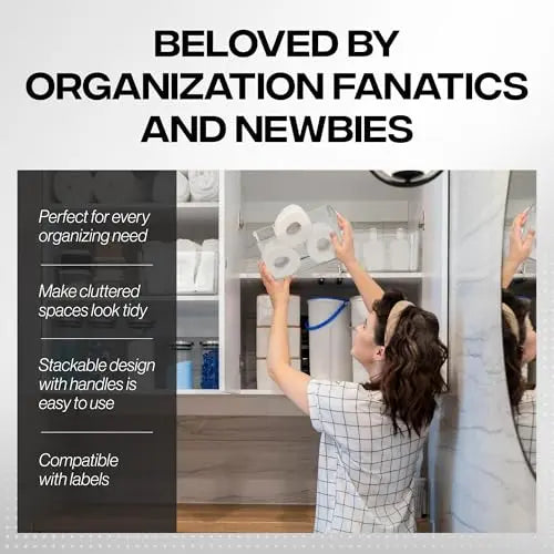 ClearSpace Clear Plastic Storage Bins – Pantry Organizers & Storage Containers, Cabinet Organizer - Home Organization Must Haves for Kitchen, Laundry Room, Office, Closet, Garage & Freezer ClearSpace