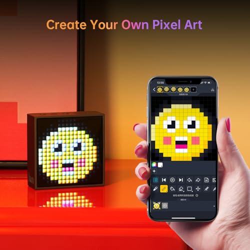 Divoom TimeBox Evo -- Pixel Art Bluetooth Speaker with 16x16 LED Display APP Control - Cool Animation Frame & Gaming Room Setup & Bedside Alarm Clock- Black Divoom