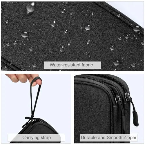 FYY Travel Cable Organizer Pouch Electronic Accessories Carry Case Portable Waterproof Double Layers All-in-One Storage Bag for Cord, Charger, Phone, Earphone Black FYY