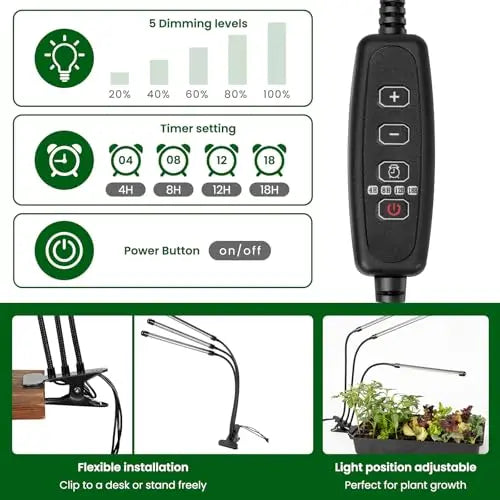 SOLIGT 60 Cell Seed Starter Kit with Grow Light and Heat Mat, Seed Starter Tray with Higher 4.3” Humidity Dome, 4/8/12/18H Timer, Flexible Light for Indoor Seed Starting & Seedling SOLIGT
