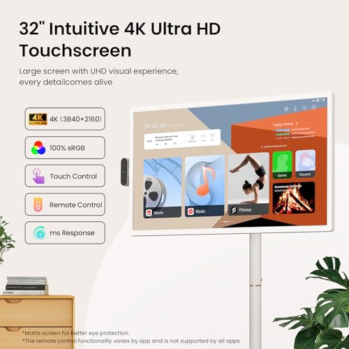 ApoloSign 32'' UHD 4K Smart Portable TV 2nd Gen, 16(8+8) GB RAM+256GB, Android 16, EDLA-Certified, Portable Touch Screen Monitor, Built-in 15000mAh Battery, Full Swivel Rotation, Voice Remote Control ApoloSign