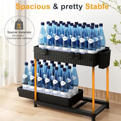 Sevenblue 3 Pack Under Sink Organizers, 2-Tier Multi-Use Kitchen and Bathroom Organizers and Storage with Sliding Drawers，Bathroom Cabinet Organizer (Black, 12.8 Inch) Sevenblue